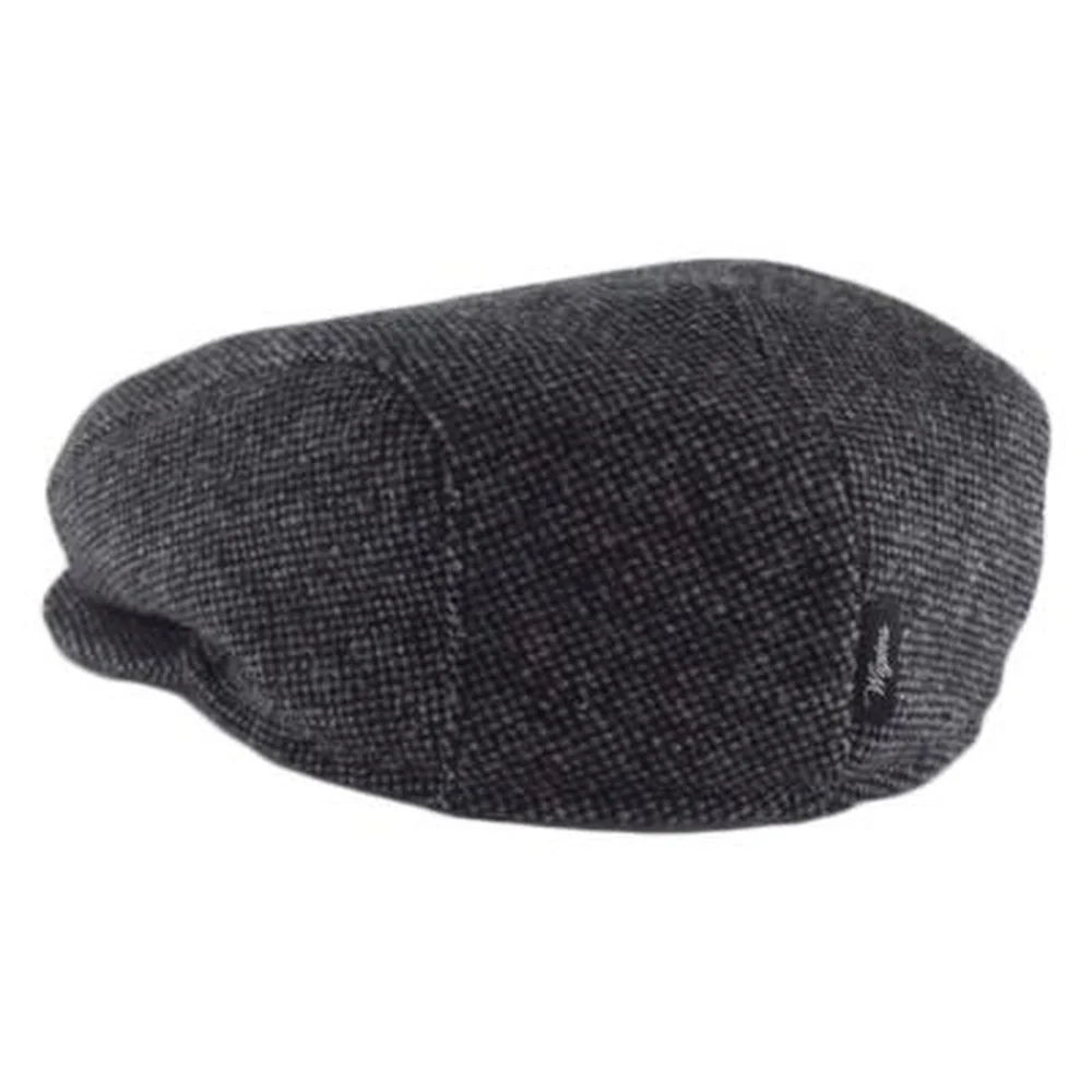 Black Wool Herringbone Driving Cap with Ear Flaps - Image 3